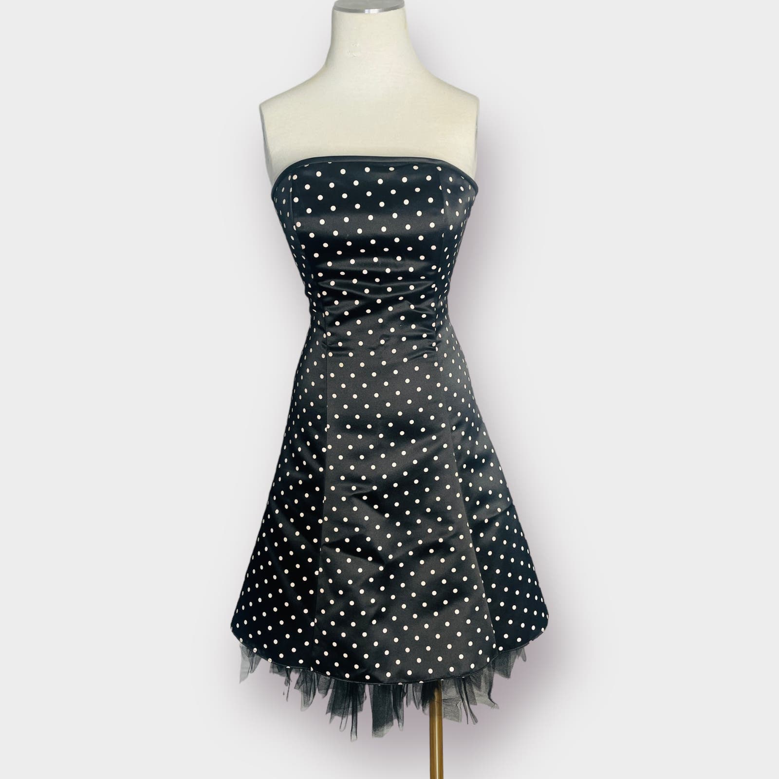 90s Jessica Mcclintock For Gunne Sax Black Polka Dot Party Dress